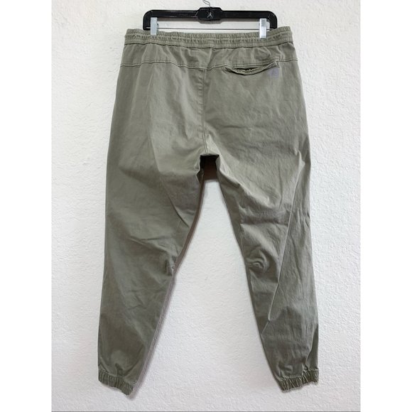 ZARA Jogger Khaki Green Mens Large Elastic Waist Drawstring Cotton Blend - Picture 8 of 16